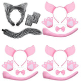 Animal Cat Tiger Cosplay Costume for Boys Girls Headband Clothes Shoes Tail Tutu Skirt Gloves Set for Kids School Performance