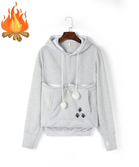 Gato amantes hoodies malote cão animal de estimação hoodies para canguru casual animal de estimação pata pullovers afago bolsa moletom bolso animal orelha com capuz