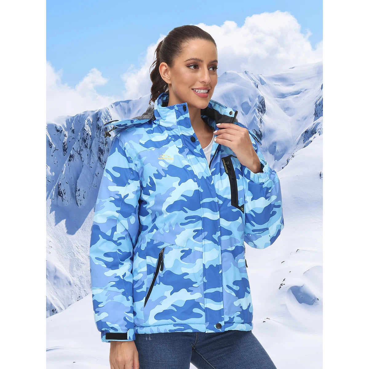 MAGCOMSEN Women's Warm Winter Fleece Lining Hooded Jackets Snowboard Coats Waterproof Ski Jacket Snow Hiking Outdoors Parkas