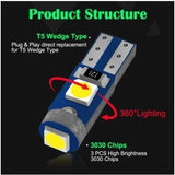 10pcs T5 Led Bulb W3W W1.2W 12V Led Canbus Car Interior Lights Dashboard Warming Indicator Wedge Auto Instrument Lamp