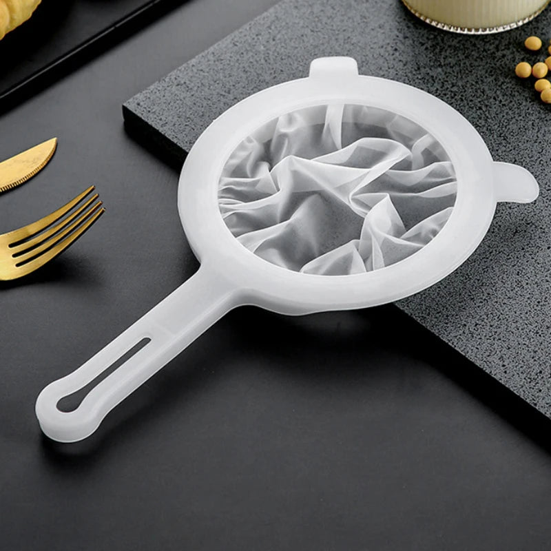 Filtro de cocina de malla 200, colador de malla fina, colador de nailon, cuchara de plástico para leche de soja, jugo, yogur, colador de alimentos, utensilios de cocina