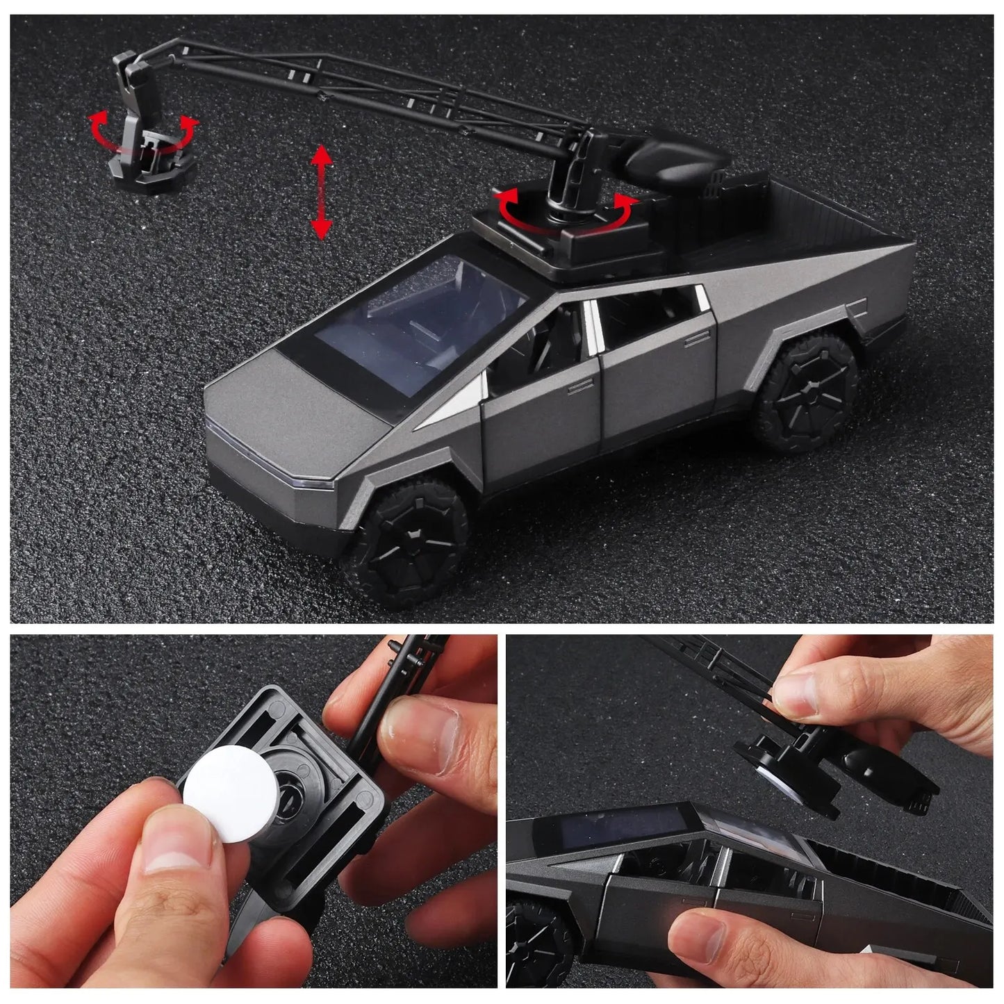 Camiones de juguete para niños, modelo Cybertruck, camioneta plateada, de metal fundido a presión, con sonido y luz, a partir de 3 años, escala 1:32.