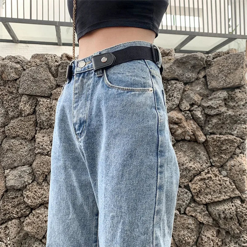 Cinturón elástico ajustable sin hebilla, 2/1 unidad, invisible, para mujer, hombre, pantalones vaqueros, vestido, fácil de usar.