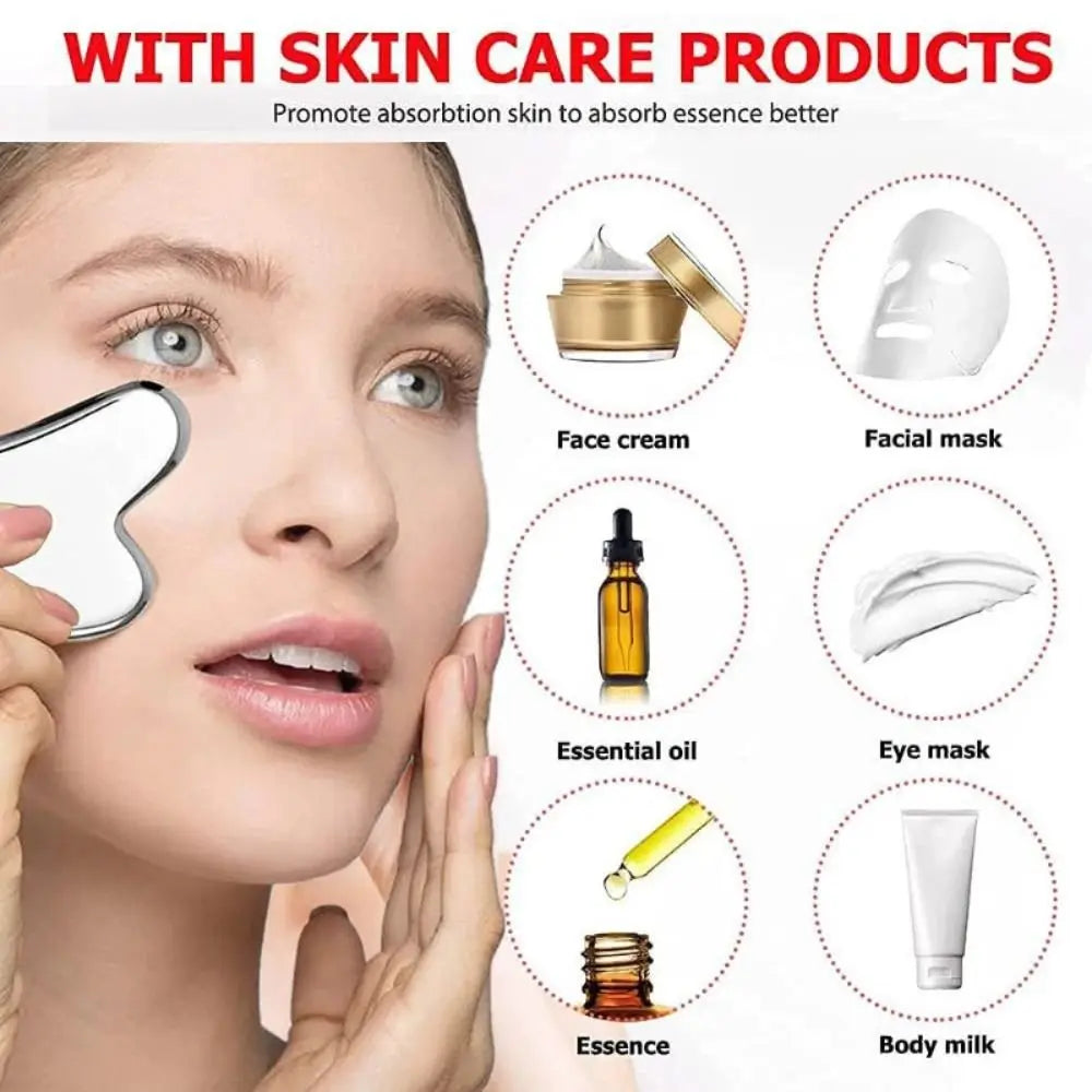 New Stainless Steel Gua Sha Scraper Heart Shape Universal Face Massager Guasha Massage Tool for Facial Beauty Eye Massage