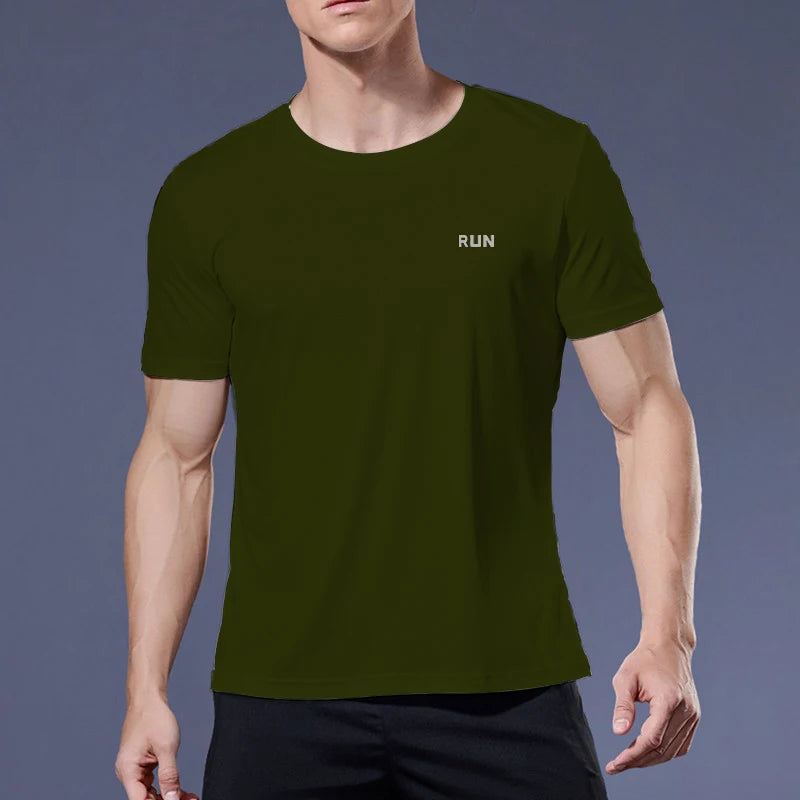 Long and Short-Sleeved T-Shirt Fitness Sports Tops Morning Running Ice Silk Quick Dry Outdoor Mountaineering Gym Clothing Men