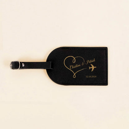 Personalized Leather Monogrammed Luggage Tag Couple Travel Baggage Label Tags Wedding Custom Best Friend Gift Bridal Shower Gift