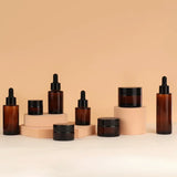 1pcs Brown dropper bottle  30ml brown flat shoulder glass bottle essential oil bottle 40ml essence bottle brown cream bottle