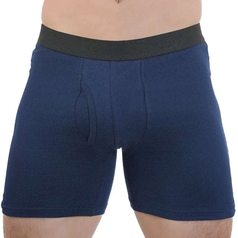 Men Mid-Long Boxer Shorts Sport Underwear Cotton Underpants Sexy Breathable Large Boxershorts Men's Gifts