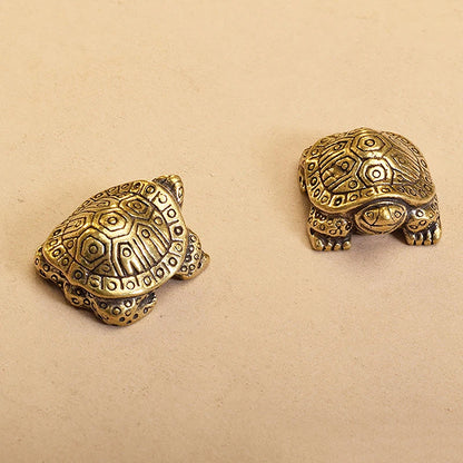1Pc Antique Solid Brass Turtle Ornaments Longevity Animal Sculpture Home Office Desk Decorative Simulation Ornament