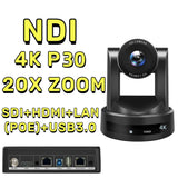 4K/1080P SDI NDI PTZ Camera 10X/20X Optical Zoom, HDMI/USB/POE | IP Live Streaming Camera for Church/Meeting/Broadcast (Youtube)