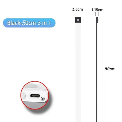 10-60cm led sob luzes do armário sensor de movimento luz noturna lâmpada sem fio recarregável para armário de cozinha quarto guarda-roupa luz