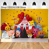 Plim Cartoon Theme Decoration for Kids, 1st Birthday Party Supplies, Baby Shower, Rainbow Circus Background, Photography Props 