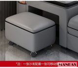 MINGDIBAO Leather Sectional Sofa Set with Cup Holder, USB, Adjustable Headrests & Bluetooth Speaker Living Room Couch with Stool