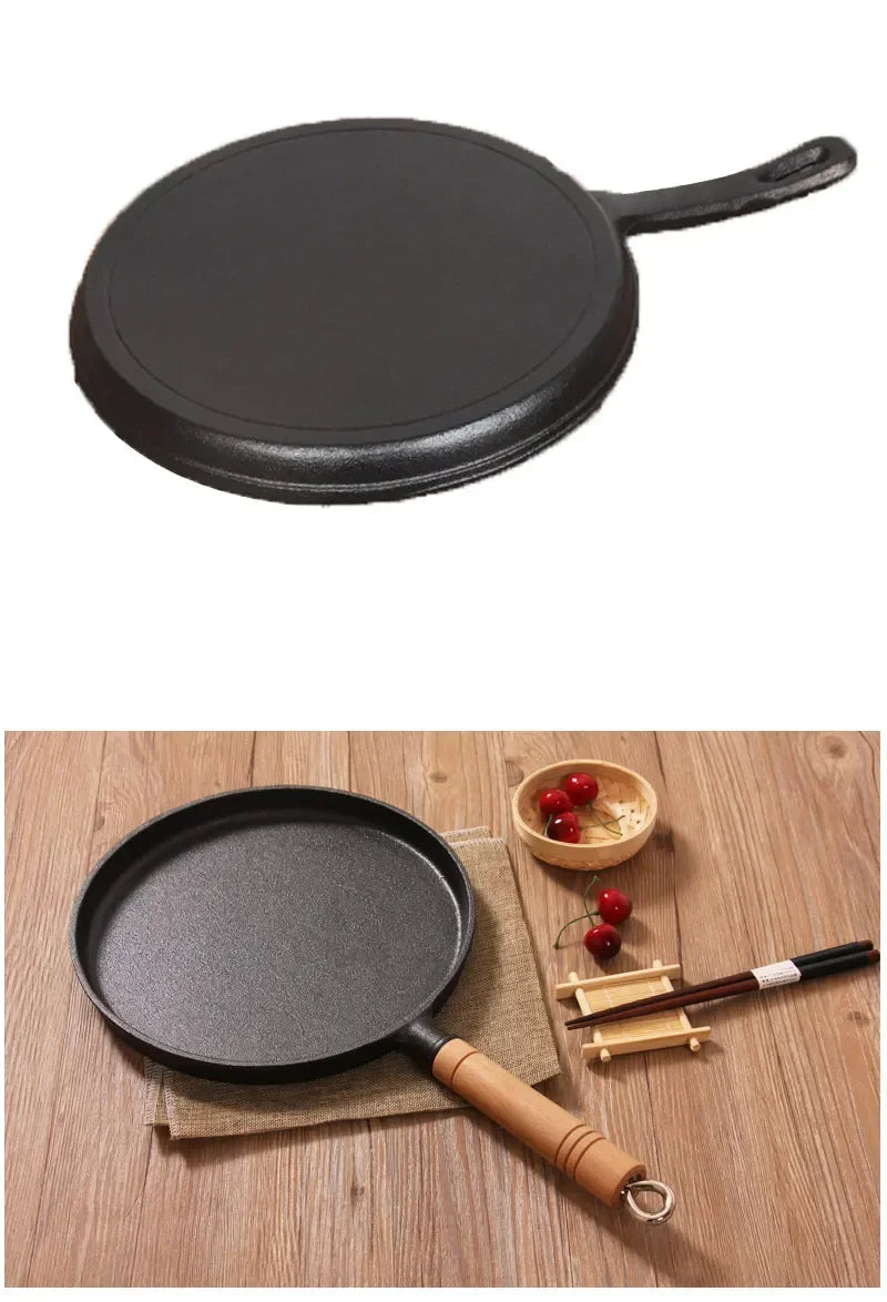 26cm Thickened Cast Iron Non-stick Frying Pan Layer-cake Cake Pancake Crepe Maker Flat Pan Griddle Breakfast Omelet Baking Pans