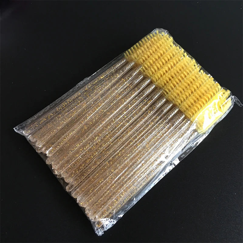 New style 50Pcs Disposable Crystal Eyelash Brush Eyelashes Lift Lifting Curler Eye Lash Extension Graft Brush Tool Accessories