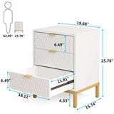 Tribesigns Modern Nightstand, 25.8" Tall Bedside Table with 3 Drawers, Contemporary End Side Table with Storage for Bedroom