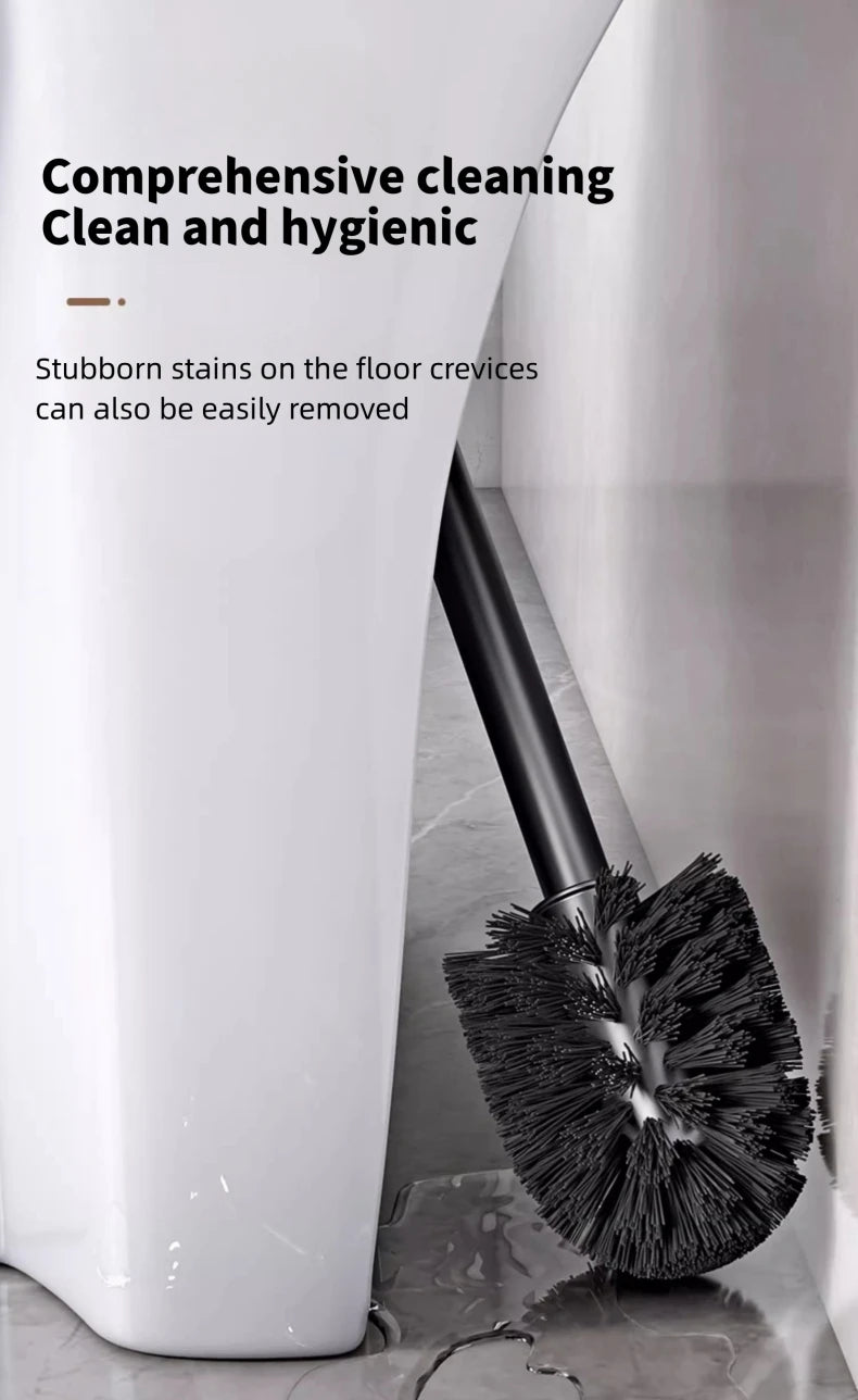 Escobillero de lujo con carcasa metálica, soporte para escobillero de pared, sin ángulo muerto, herramientas de limpieza para el hogar, accesorios de baño