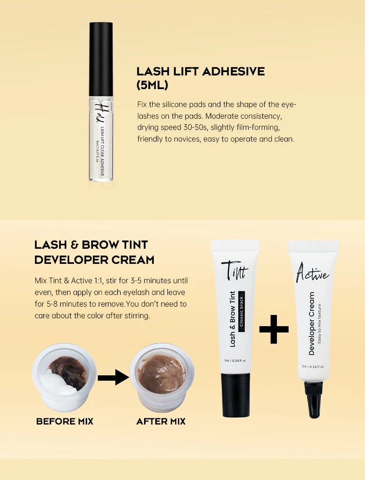 Gollee Eyelash Lifting Perm kit Natural Lashes Enhancer Long Lasting 4-6 weeks Black Lash Brow Tinting Perm Professional Makeup