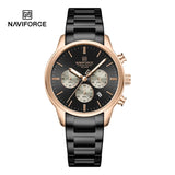 NAVIFORCE NF8076 Sports Watches for Men Stainless Steel Strap Quartz 3ATM Waterproof Shockproof New Fashionable Watch