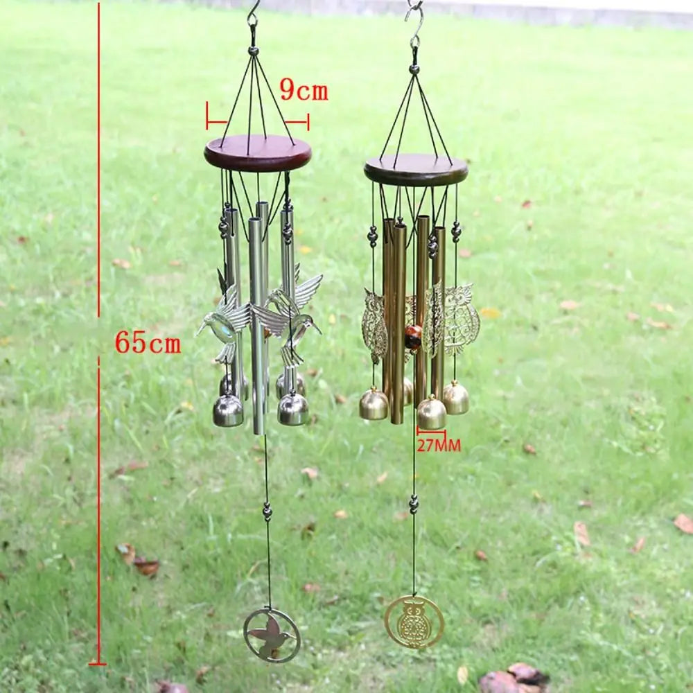 DIY Wind Chimes Outdoor Owl Hummingbird Hanging Ornament Home Copper Bells Garden Yard Decoration