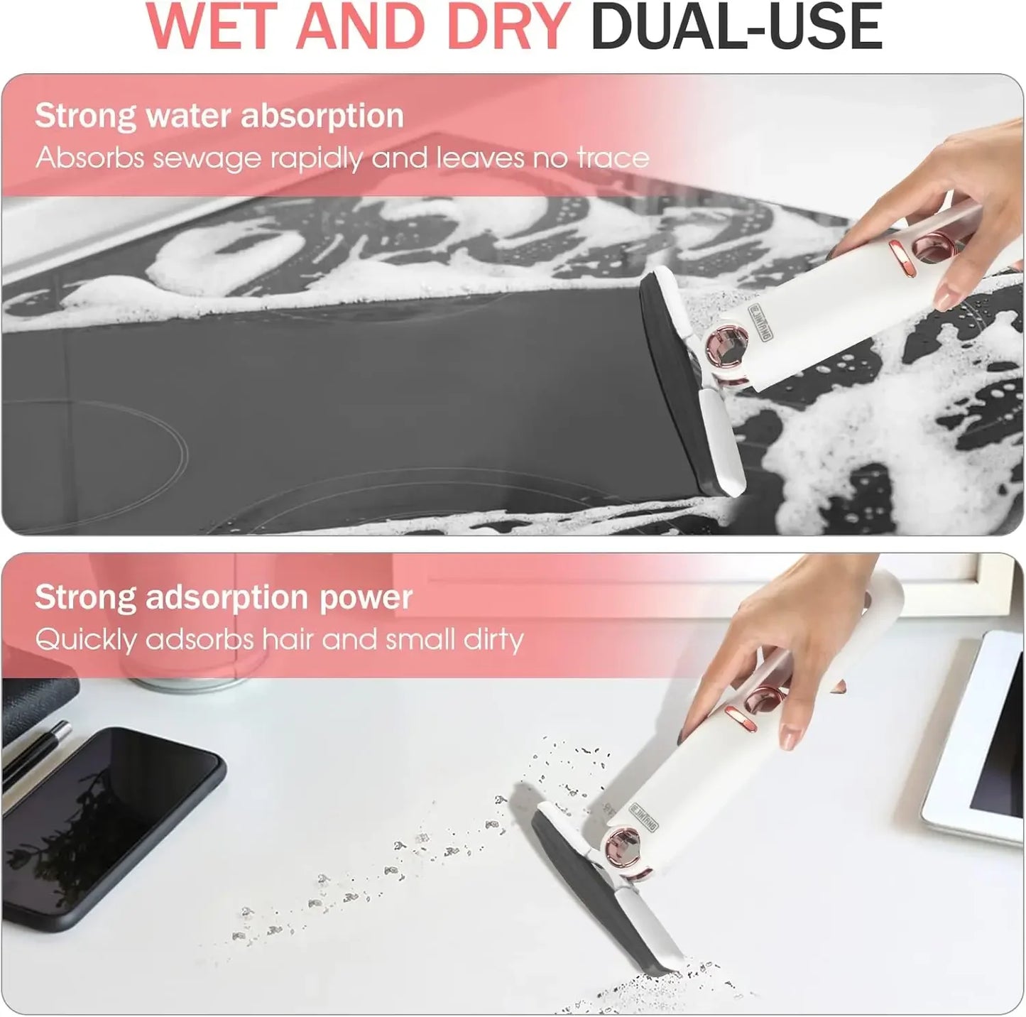 2-24Pcs Mini Mop Powerful Squeeze Mini Mop Folding with Self-squeezing Floor Kitchen Toilet Washing Desk Window Car Clean Tools