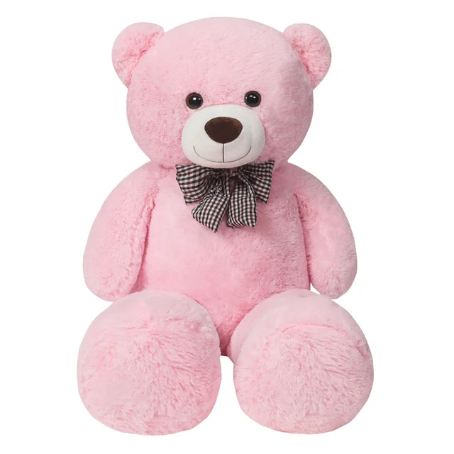 Oso de peluche gigante de 105 cm, suave, blanco, rosa y marrón, almohada súper grande para abrazar, regalo de cumpleaños para niños.