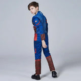 Superhero Captain America Muscle Costume Captain America Muscle Cosplay Jumpsuit Shield Christmas Carnival Party Costume for Kid
