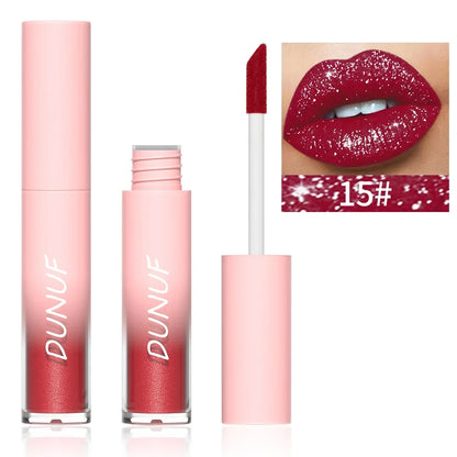 Lápiz labial líquido mate con brillo, resistente al agua, brillo de labios con efecto diamante, de larga duración, brillo de labios perlado, tinte labial para mujer, maquillaje cosmético, nuevo. 