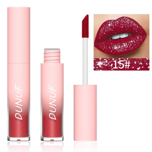 Lápiz labial líquido mate con brillo, resistente al agua, brillo de labios con efecto diamante, de larga duración, brillo de labios perlado, tinte labial para mujer, maquillaje cosmético, nuevo. 