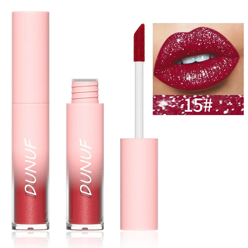Impermeável Matte Glitter Batom Líquido, Diamante Brilhante Lip Gloss, de Longa Duração, Pérola Lipgloss, Mulheres Lip Tint, Maquiagem Cosméticos, Novo
