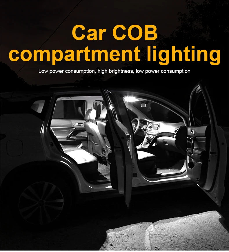 1pcs Festoon LED C5W COB Bulb 31mm 36mm 39mm 41/42mm T10 W5W Auto Dome License Plate Light Luggage Trunk Lamp Clearance Lights