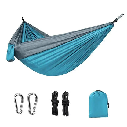 Hammock Camping ao ar livre com Nylon Color Matching, Tecido Parachute de alta resistência, Cama pendurada portátil, única pessoa