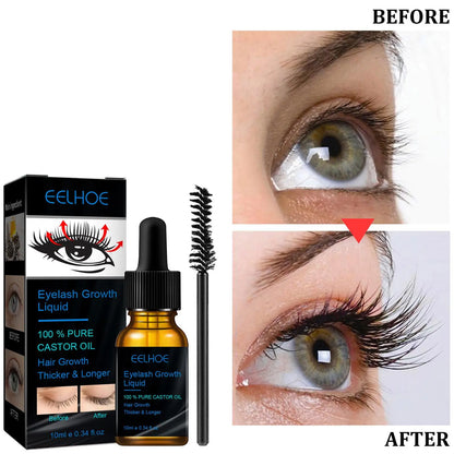Castor Oil Eyelash Growth Serum Eyelash Enhancer Lengthening Fuller Thicker Lashes Treatment Eyebrow Growth Nourishing 10ml
