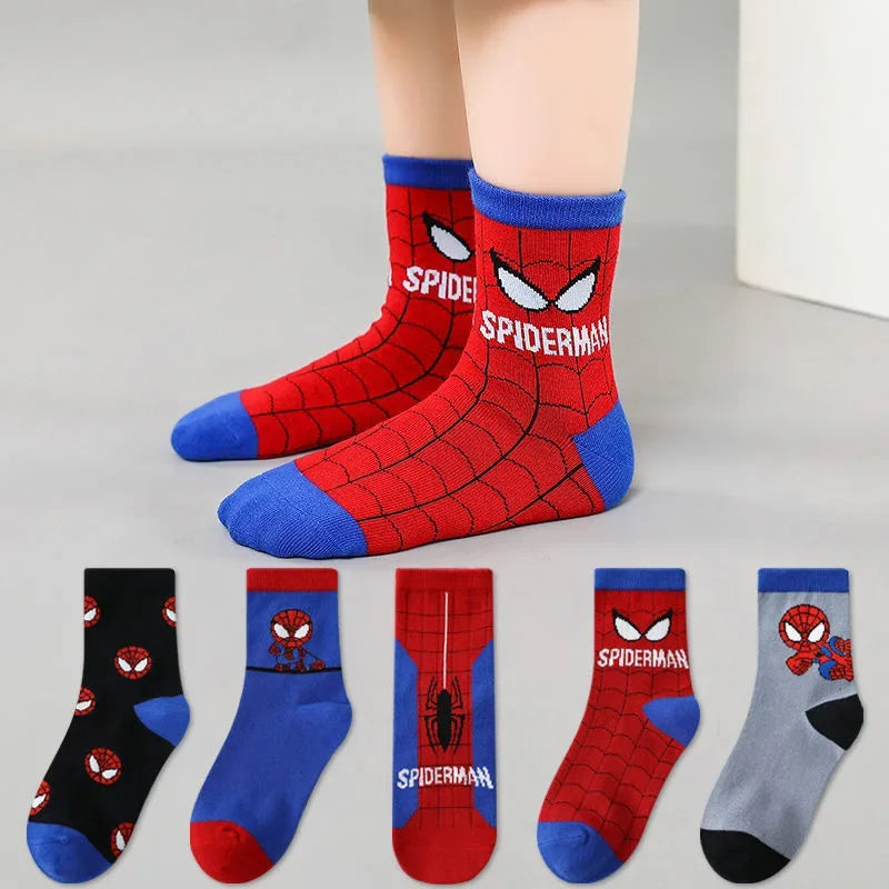 Disney Socks Kids Baby Socks Spiderman Cartoon Anime Hero Cotton Boys Tube Sock Children Autumn Winter Kids Socks Random 1pairs