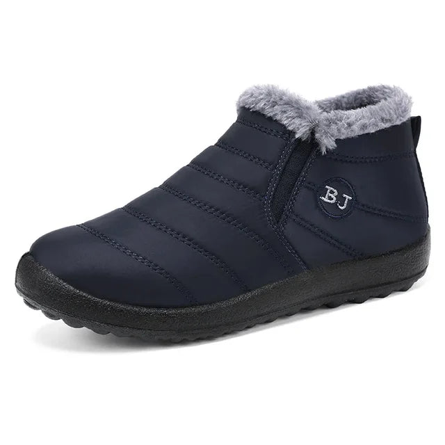 Zapatos de algodón, nuevas botas de nieve de invierno para parejas con botas de algodón grueso y afelpado, zapatos para caminar de PU cálidos e informales. 