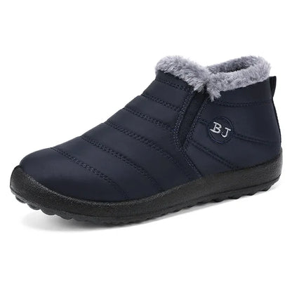 Zapatos de algodón, nuevas botas de nieve de invierno para parejas con botas de algodón grueso y afelpado, zapatos para caminar de PU cálidos e informales. 