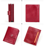 ONTACT'S Genuine Leather Short Wallets for Men RFID Vintage Coin Purse Card Holder Male Money Clip Women‘s Wallet Bag HandbagC