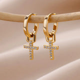 Heart Stainless Steel Earrings for Women Zircon Gold Color Hoop Earring Aesthetic Waterproof Ear Piercing Jewelry Accessories