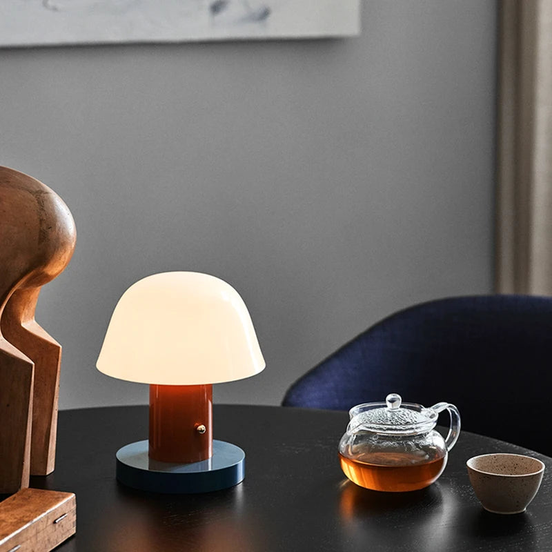 Mushroom Table Lamp Warm Color Night Light USB Rechargeable LED Touch Desk Light Piano Coating Surface Love Gift Lamp