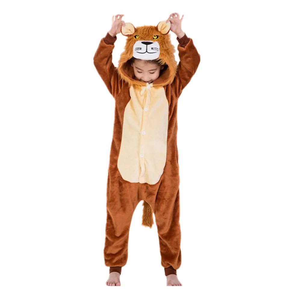 Cartoon Kigurumi For Children Kids' Animal Onesie Pajamas Dog Wolf Dragon Dinosaur Halloween Carnival One-piece Costume Homewear