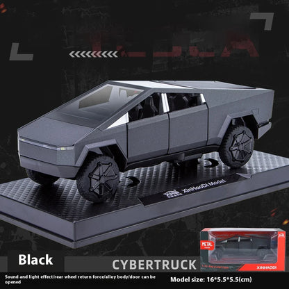 Camiones de juguete para niños, modelo Cybertruck, camioneta plateada, de metal fundido a presión, con sonido y luz, a partir de 3 años, escala 1:32.