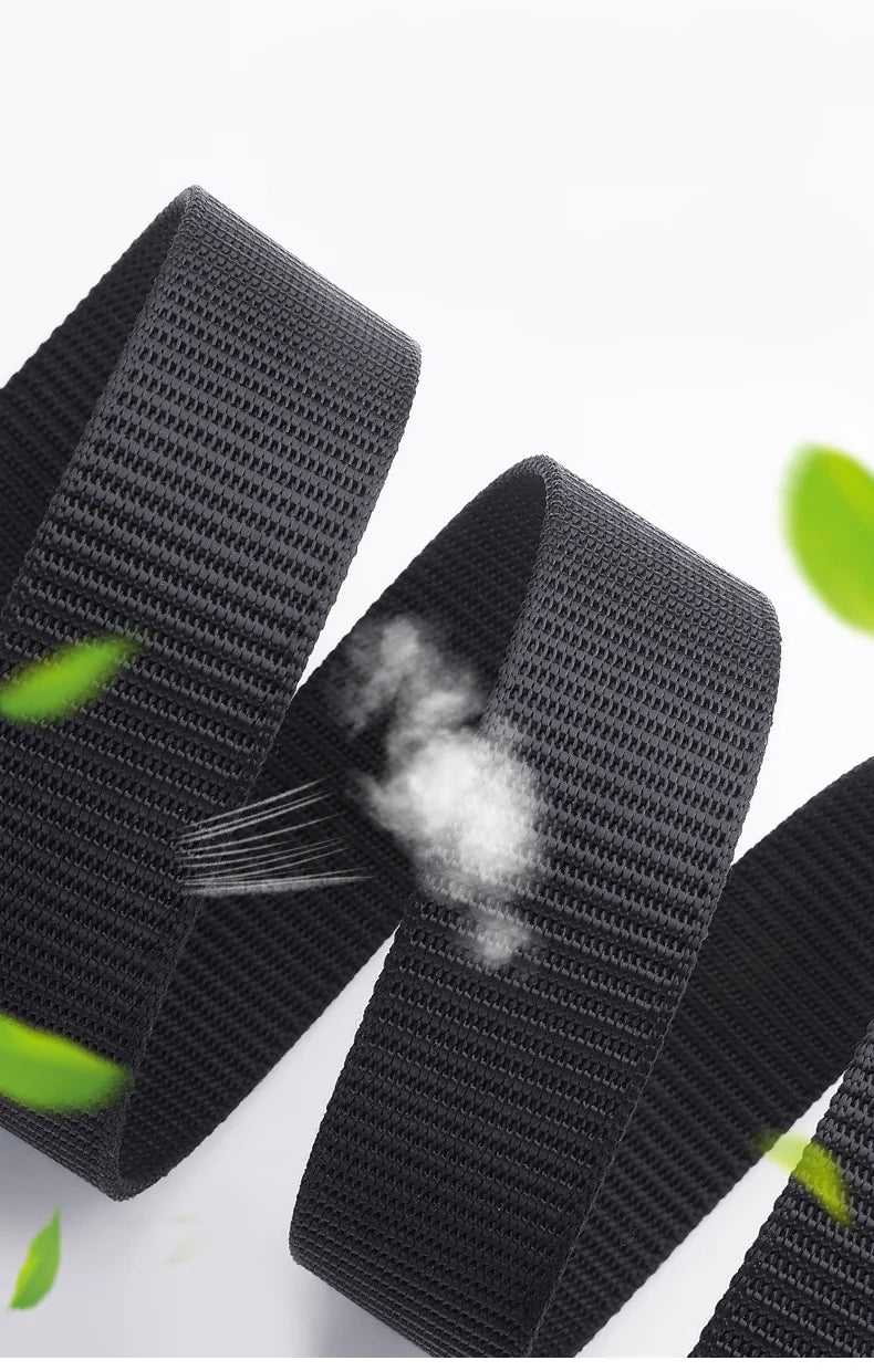 Cinturón de nailon tejido para hombre, con hebilla automática, para deportes al aire libre y ocio, ideal para vaqueros.