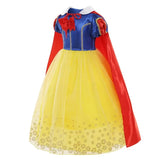 Girl Cosplay Snow White Princess Dress Yellow Luxury Lace Costume With Cloak Holiday Birthday Party Apple Accessories 2-10Y