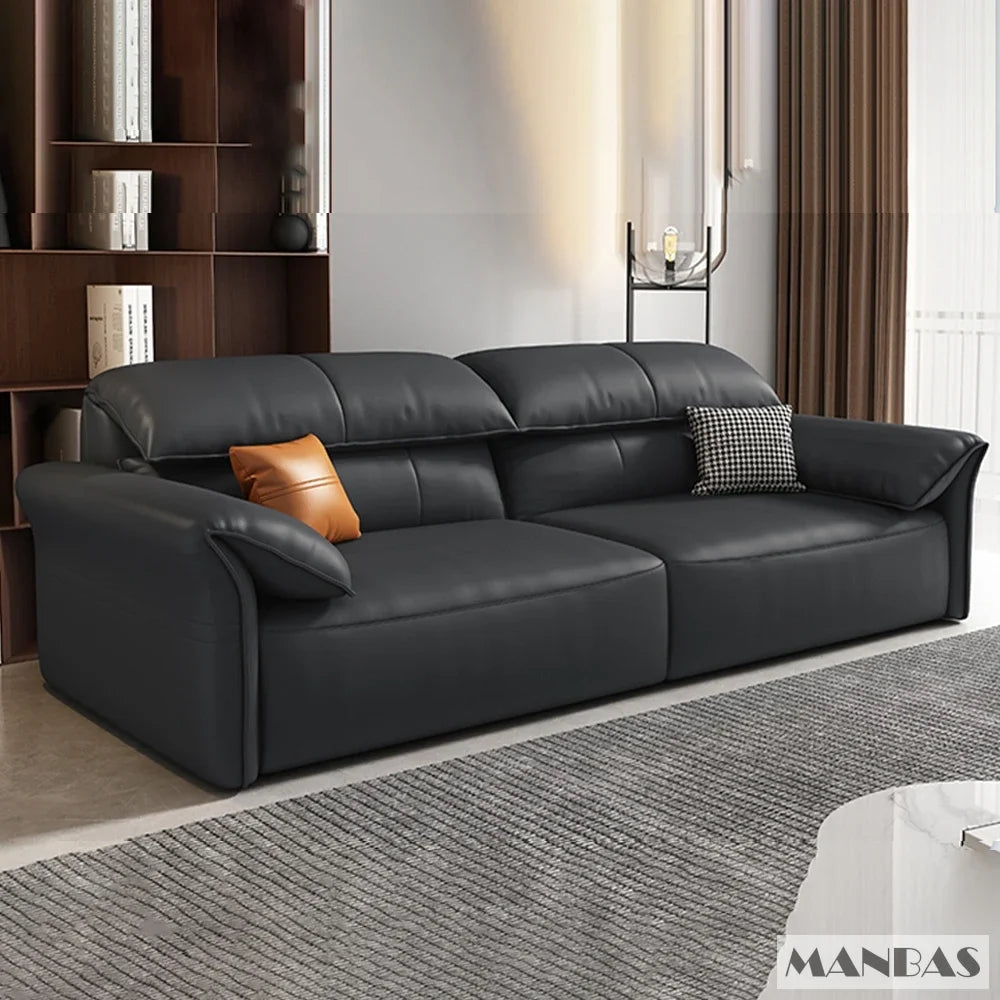 Electric Genuine Leather Sofa Bed Convertible Recliner – Modern Sectional Sleeper Couch with Adjustable Seats and Chaise Lounge