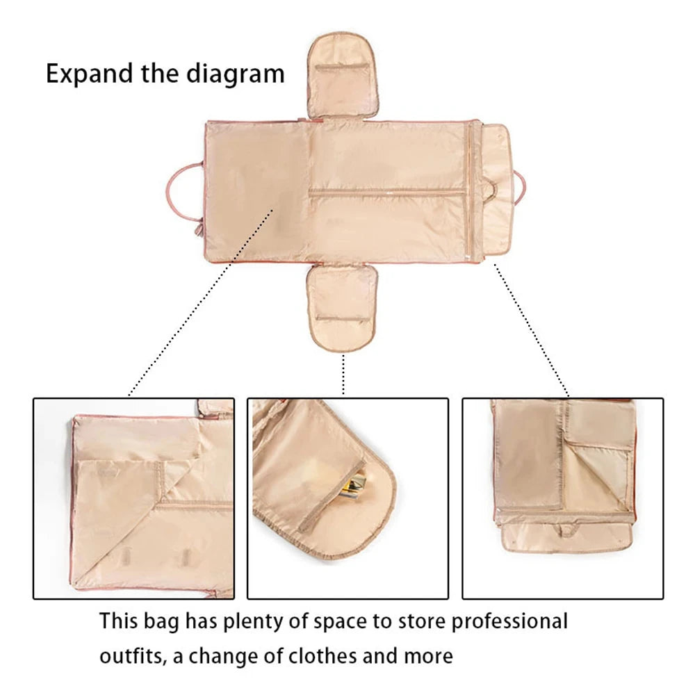 1pc Foldable Women's Travel Convenient Carry-on Clothing Bag Large PU Leather Duffel Bag Women's Business Travel Bag