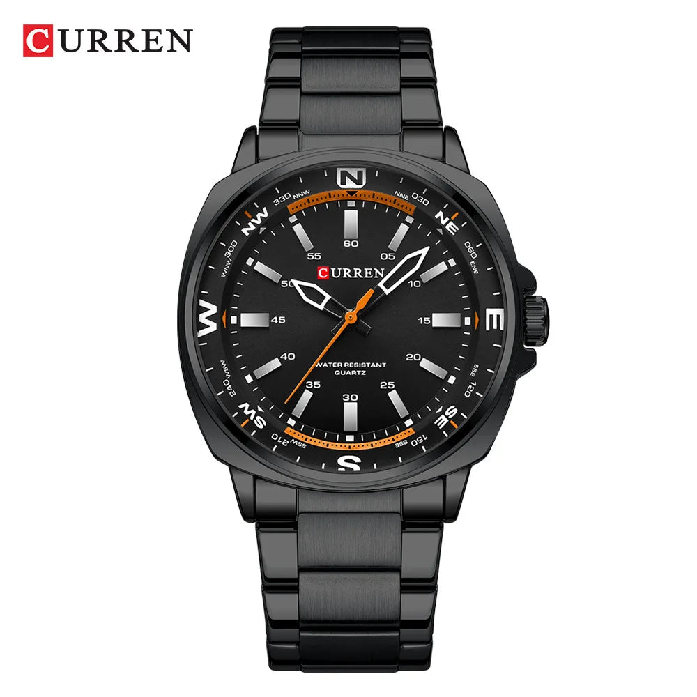 CURREN 8455 Men's Quartz Watch Large Dial Waterproof Stainless Steel Strap Casual Business Elegant Watches for Men Reloj Hombre