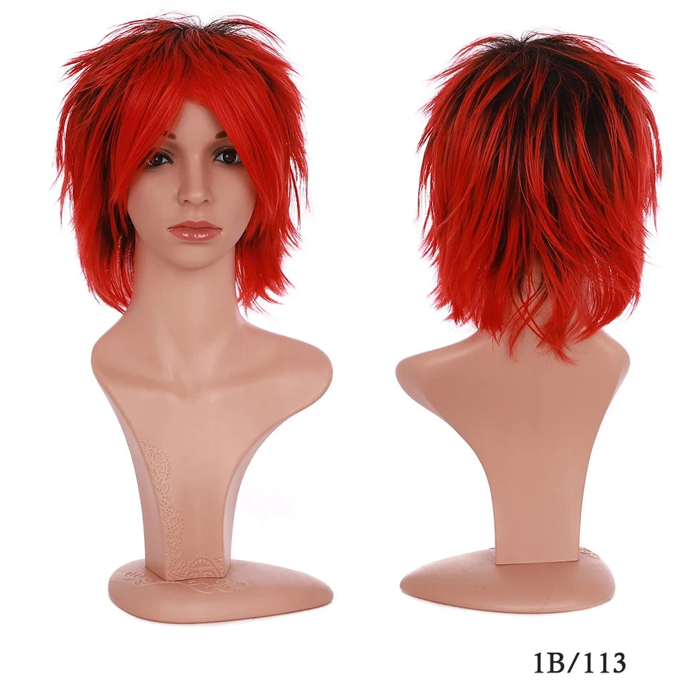 BENIHAIR Synthetic Wig Cosplay Wig White Red Green Blue Pink Yellow Hair Short Layered Wig Fake Hair Extension Men Women Party Wig