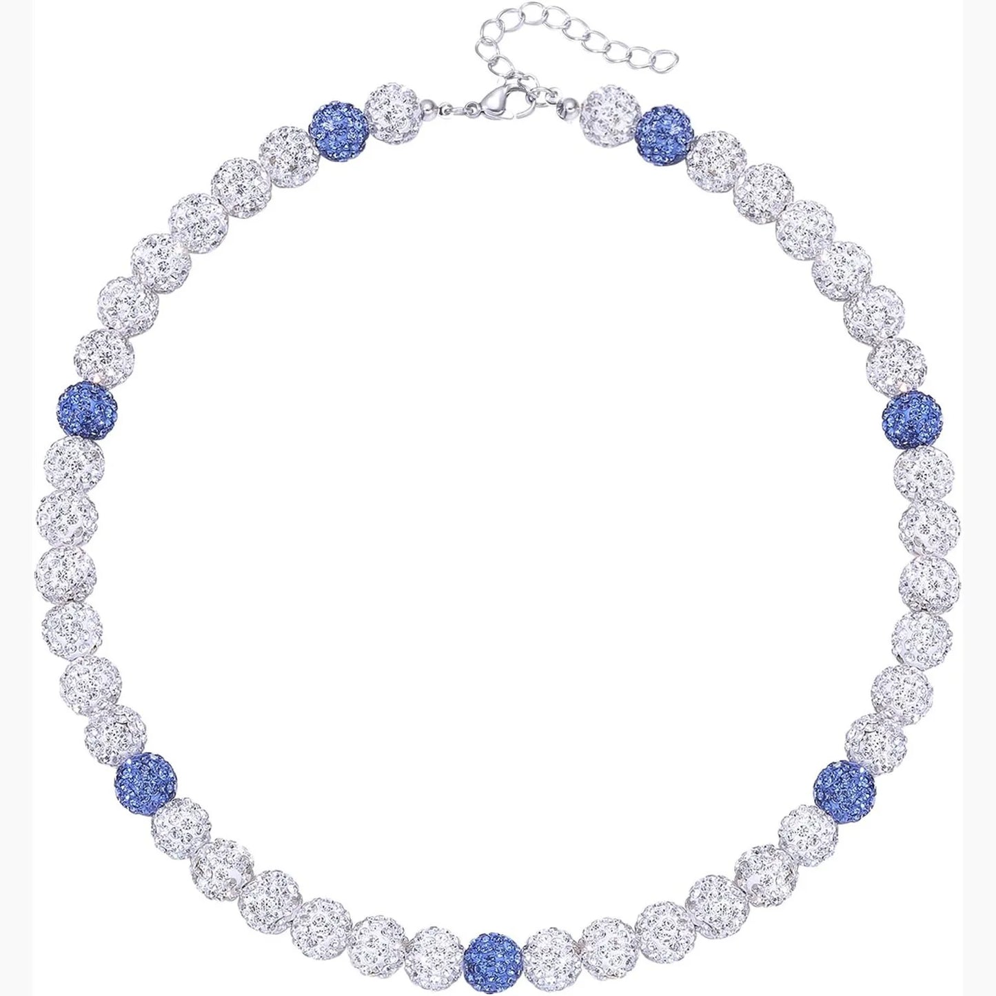 Collar de cadena de cuentas de béisbol para hombre, colección Shiny Ice, collar de béisbol, regalo para niños, amantes de los equipos de béisbol, 45 cm 