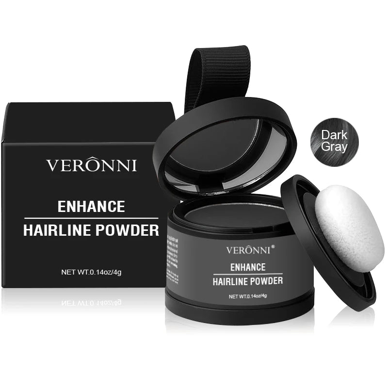 Polvo corrector de línea de cabello esponjoso, fibras temporales para cabello negro, raíces, cobertura de canas, polvo de sombra de línea de cabello al instante 