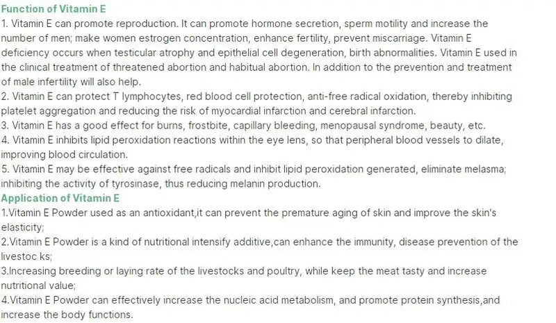 Vitamin E Powder / Tocopherol Supplements Anti-wrinkle Regenerating Serum Spotted Acne Whitening